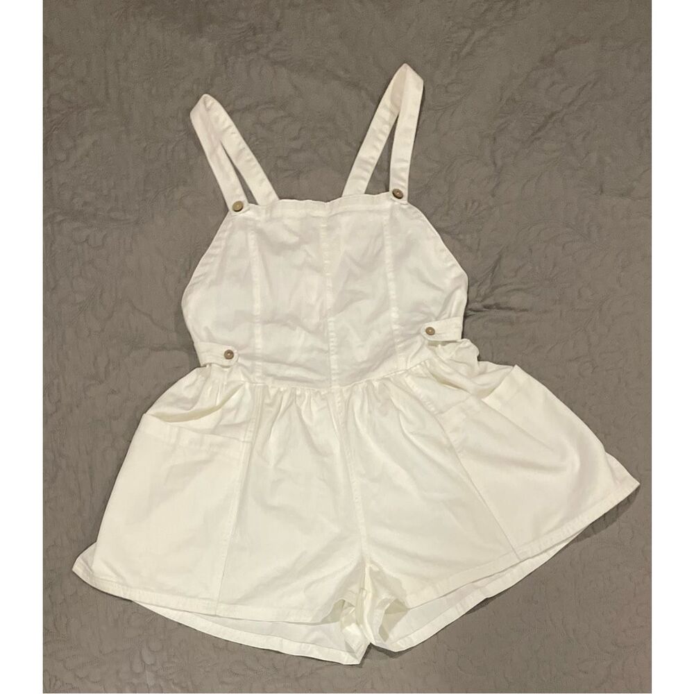 Dry Goods Double Zero Large White Denim Romper Overall Shorts New